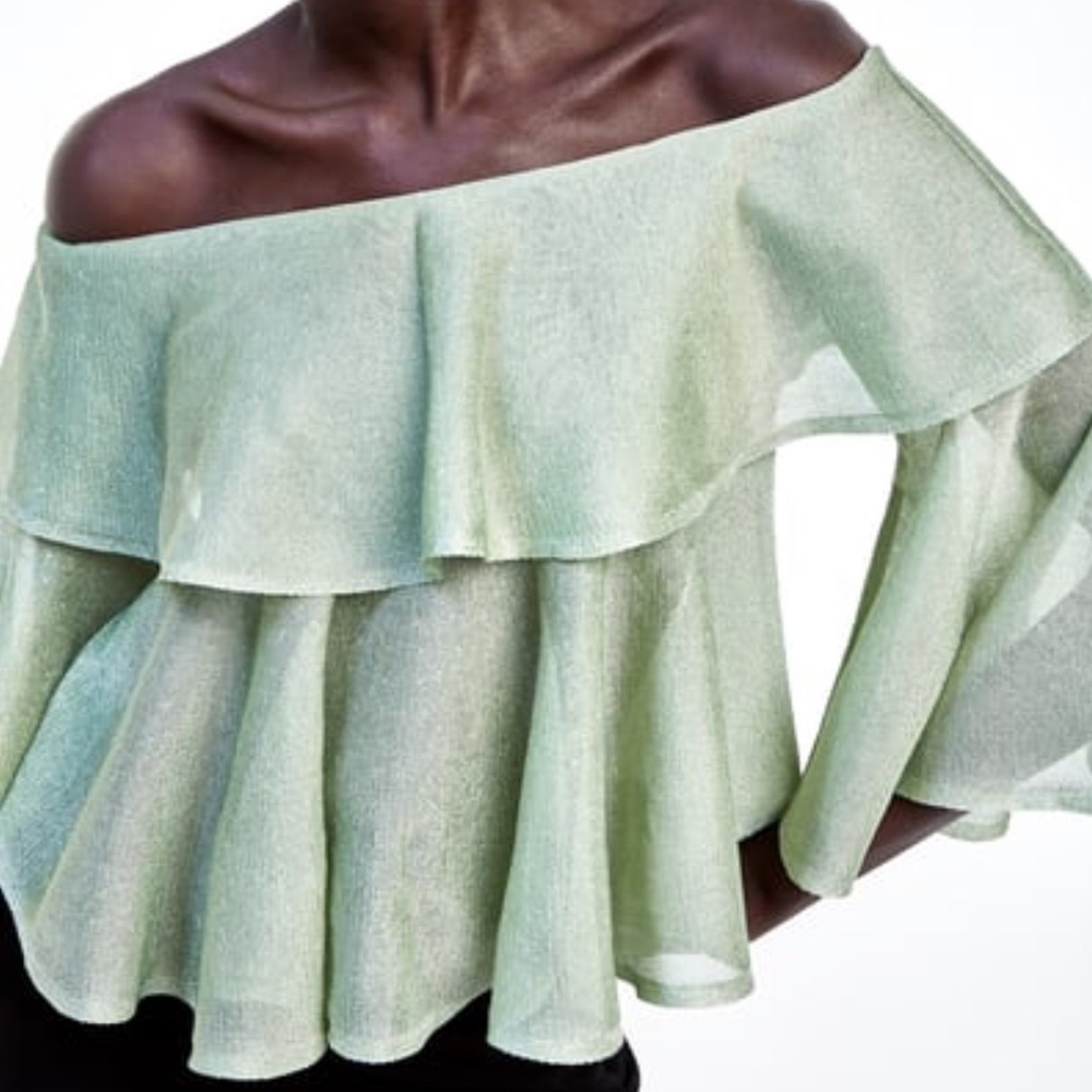 Metallic off the shoulder top